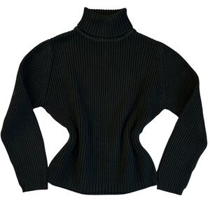 Vintage L.L. Bean Black Cowl Neck Sweater Size Small